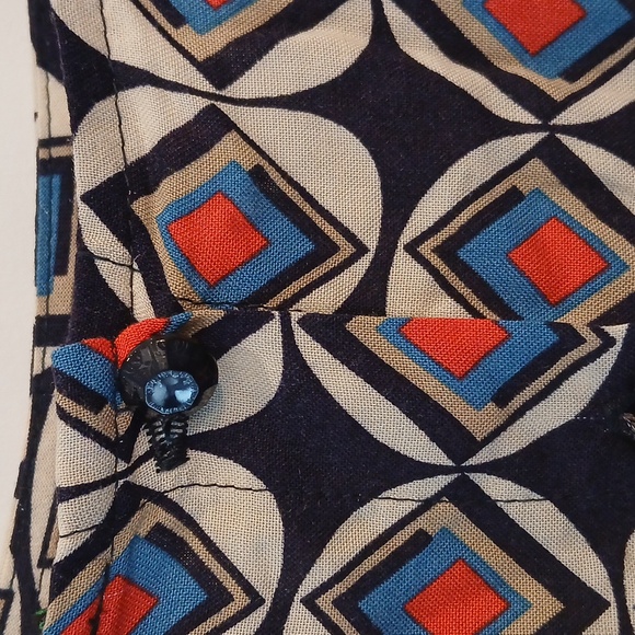 STILE BENETTON Boat Neck Blouse with Buttons on the back size S Geometric Shapes - Picture 3 of 9